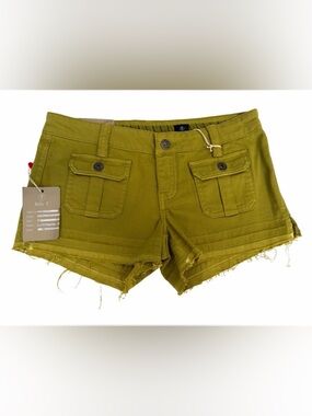 NEW! Billy T Olive Green Cut Off Cargo Low Rise Shorts Size 26